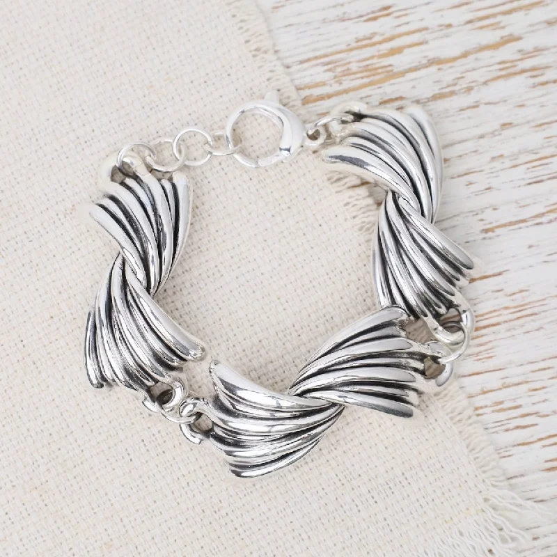 Electroform Wave Hidden Fish Link Bracelet