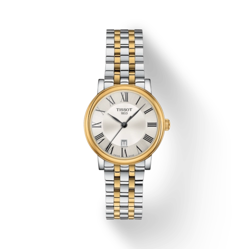 Tissot Carson Premium Lady Two-Tone Silver Roman Dial 30mm Quartz