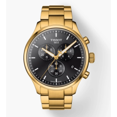 Tissot Chrono XL Classic Yellow Gold PVD Black Dial 45mm Quartz