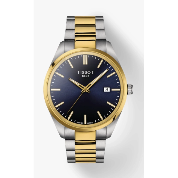 Tissot PR 100 Stainless Steel and Yellow Gold PVD Coating with Blue Dial