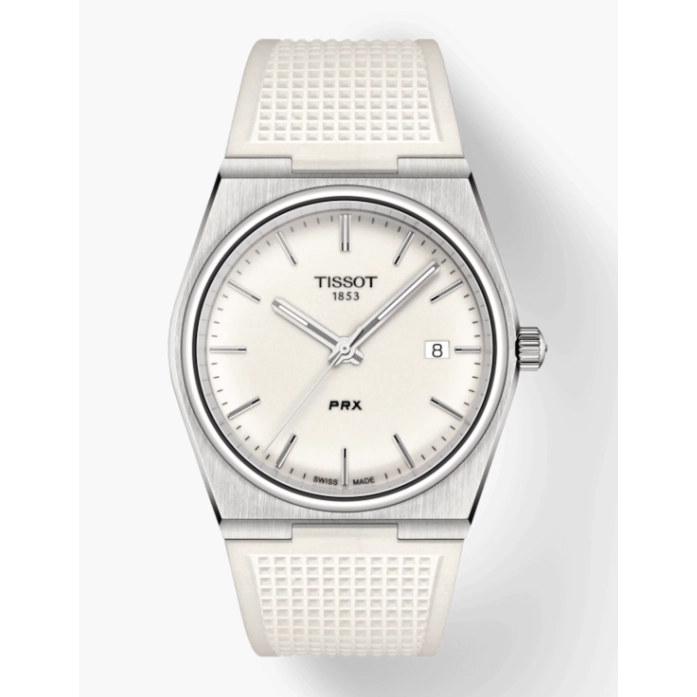 Tissot PRX White Dial Rubber Strap Quartz 40mm