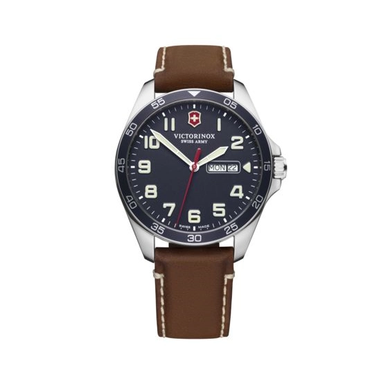 Victorinox Fieldforce Watch Blue Dial Brown Leather 42mm Quartz